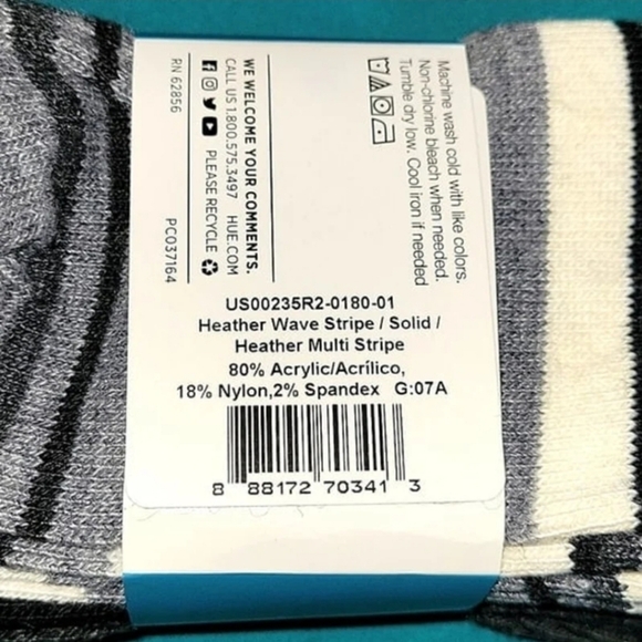 3 pairs Hue Long Boot Knee Socks, 3-pack, dark grey,striped, NWT - Picture 4 of 8